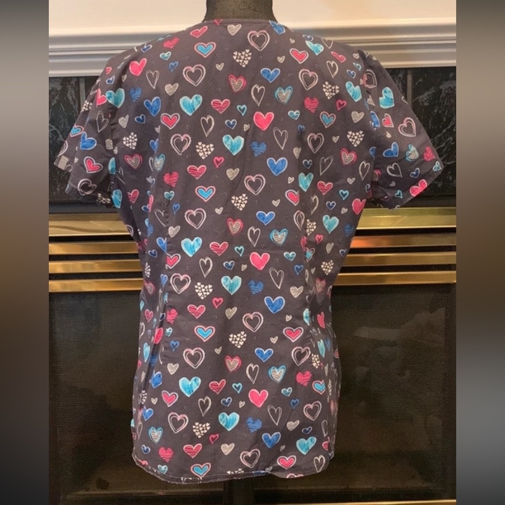 Code Happy Multi Hearts Scrub Top - Picture 3 of 5